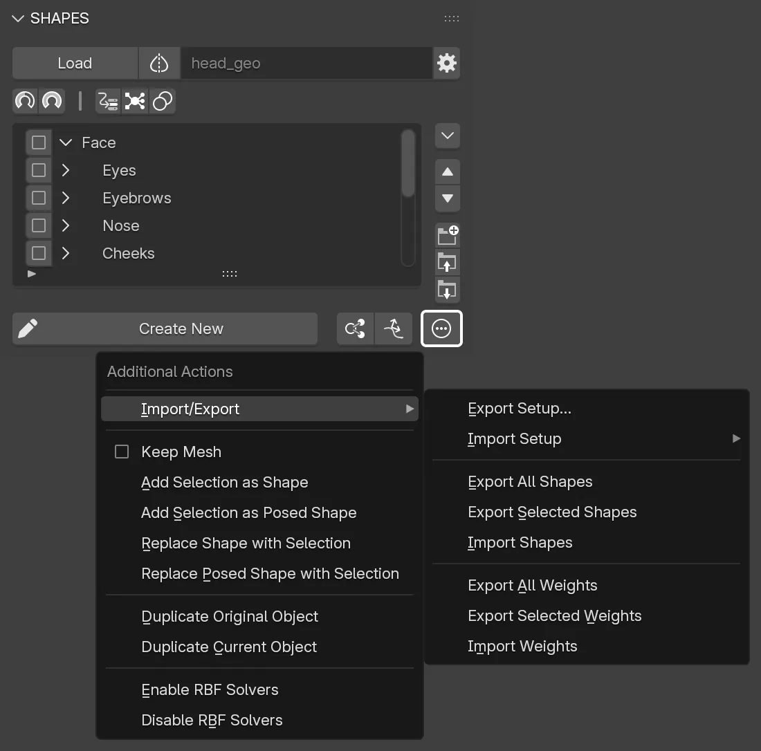 The Additional Actions Menu located below the Target List.