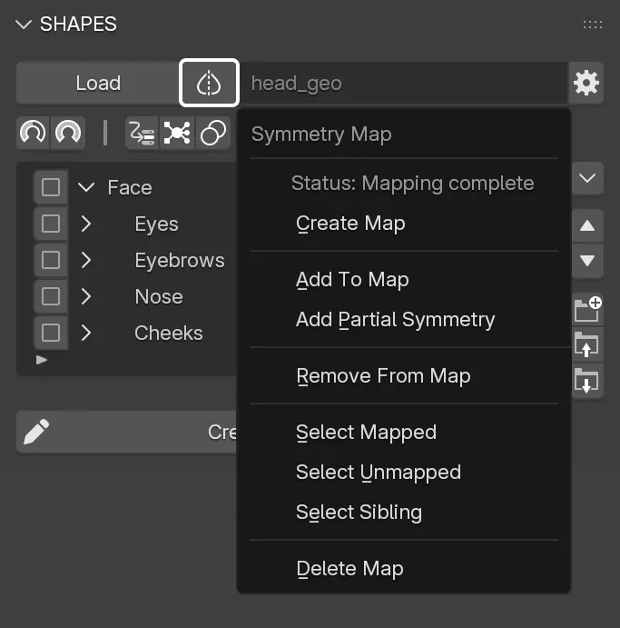 The _Symmetry Map Menu_.