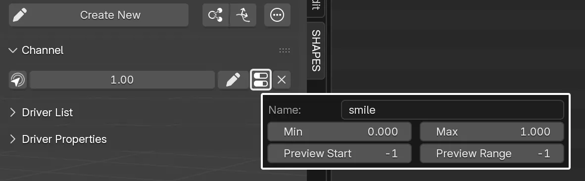 The Settings panel of a target item, accessible from the Channel section.