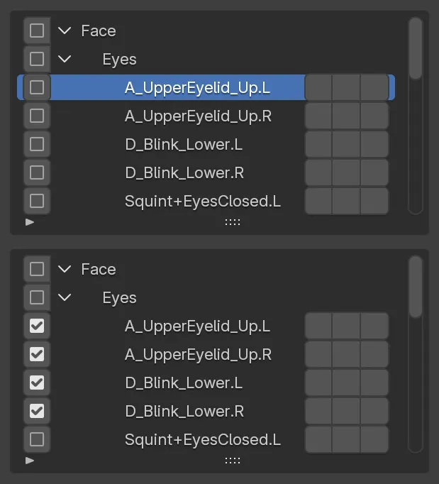 Single item selection vs. multi item selection in the Target List.