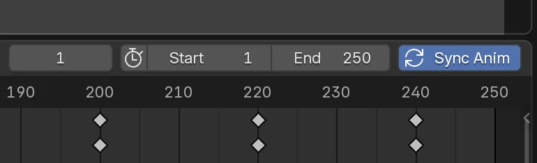 The Timeline with the Sync Anim button.
