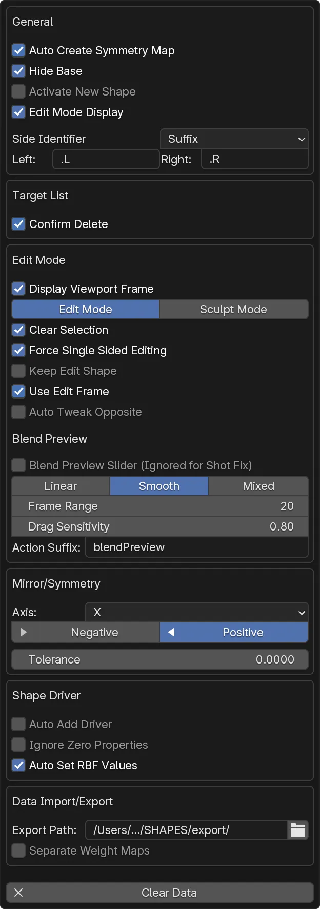 The Tool Preferences panel.